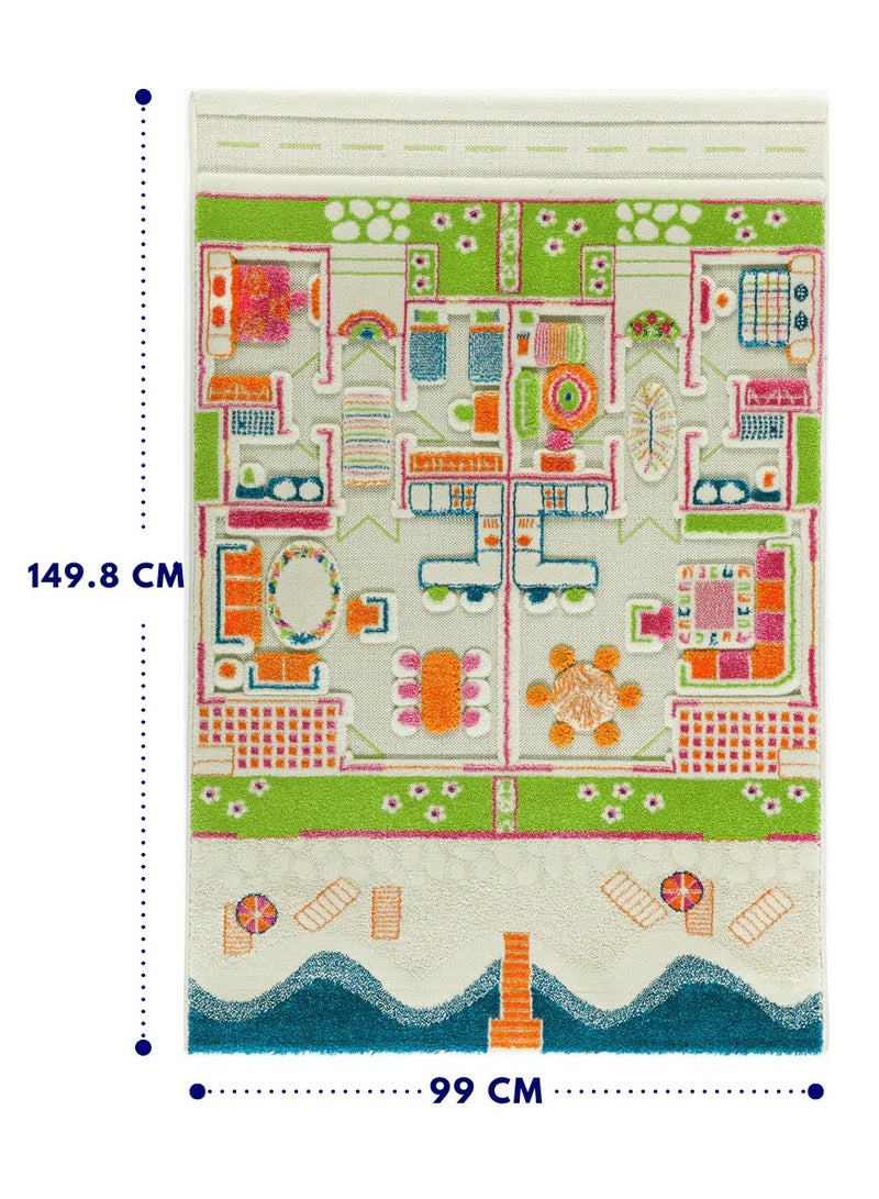 IVI 3D Play Carpet Beach House - Medium | Blue | Activity Playmat for Kids & Children | Bedroom, Living Room, Nursery Rug | Polypropylene | Foldable | 150 cm x 100 cm - Image 2
