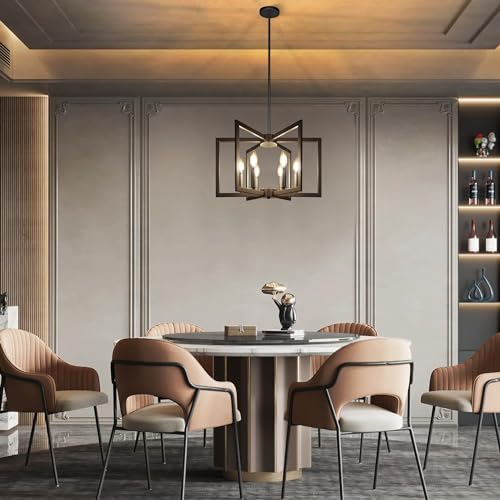 Klgxnrd 6-Light Modern Farmhouse Black Chandeliers for Entryway, Geometric Pendant Lights Kitchen Island, Hanging Industrial Metal Chandelier for Stairway Foyer Hallway Dining Room - Image 4