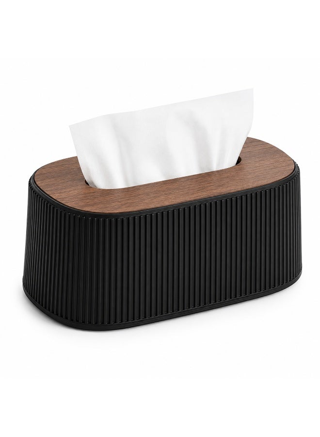 Modern Decorative Tissue Box Cover with Wooden Lid – Elegant Wavy Design for Living Room, Bathroom, Office & Home Décor - Image 1