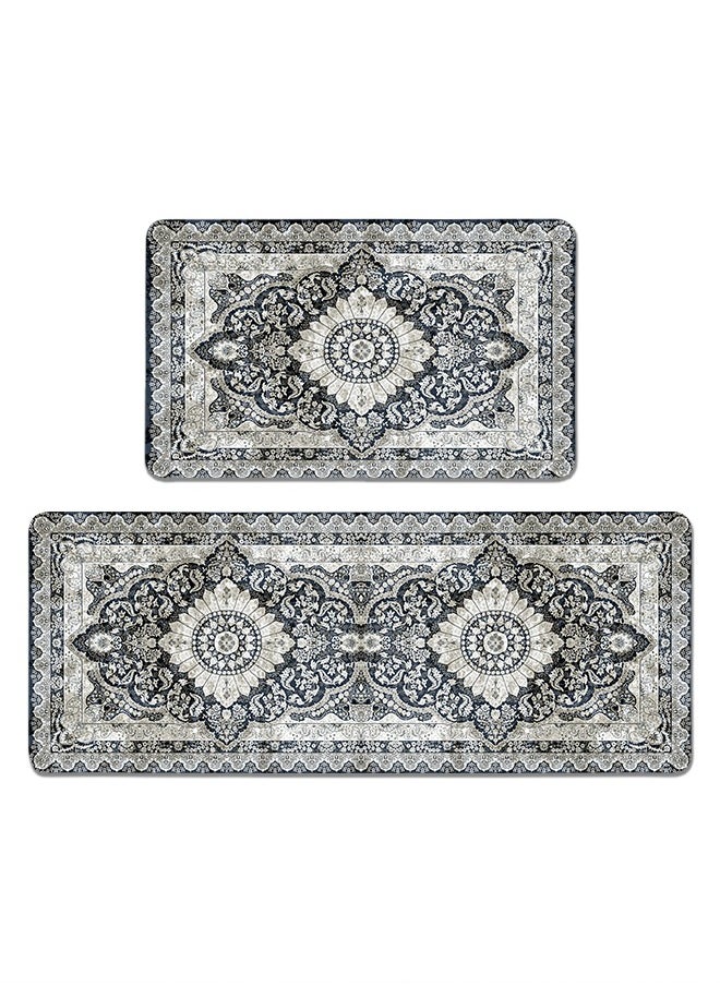 Generic 2 PCS Kitchen Floor Mats Rugs Set, Cushion Floor Carpet, Waterproof, Oil Resistant and Anti-Fatigue PU Standing Mat for Kitchen, Floor, Office, Sink, Laundry 45*75CM+45*120CM  - Image 1