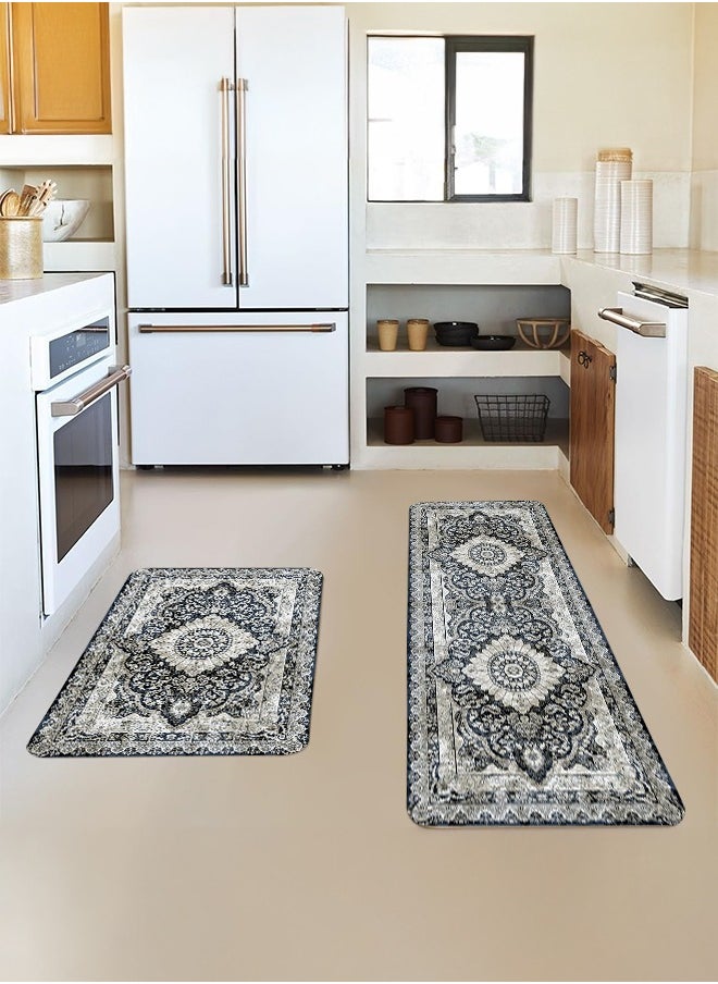 Generic 2 PCS Kitchen Floor Mats Rugs Set, Cushion Floor Carpet, Waterproof, Oil Resistant and Anti-Fatigue PU Standing Mat for Kitchen, Floor, Office, Sink, Laundry 45*75CM+45*120CM  - Image 3