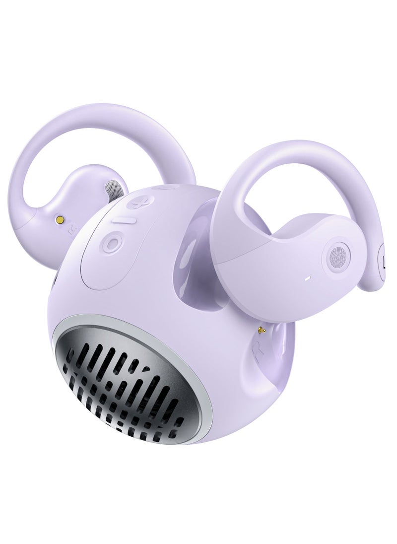 Generic - Open Ear TWS Headphones with Ear hook, Portable Mini Speaker 3D Ball Charging Case Clear Stereo Sound Built-in Mic,Wireless Headset Earbuds Workout Sports Fitness Bluetooth Earphones (Lavender Purple) - Image 1