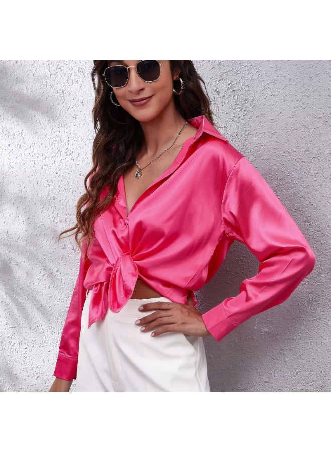 general Women's satin imitation silk long-sleeved blouse - Image 1