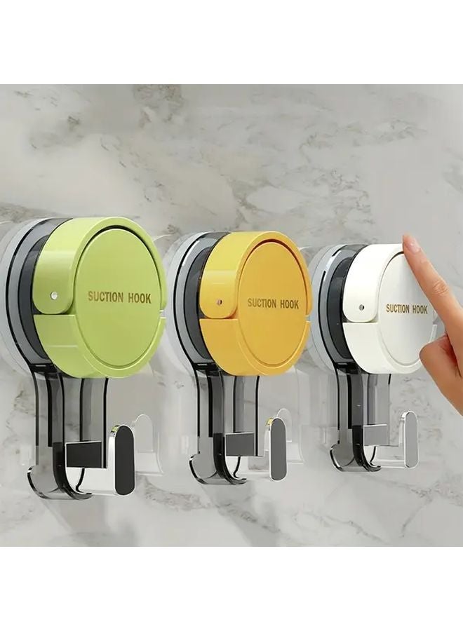 3pcs Heavy Duty No Drill Vacuum Suction Cup Towel Rack Double Head Hooks White Green Yellow - Image 1
