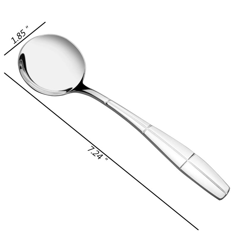 Begale 16-Piece Round Soup Spoon  Stainless Steel Bouillon Spoons - Image 2