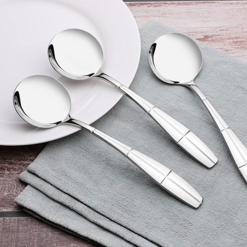 Begale 16-Piece Round Soup Spoon  Stainless Steel Bouillon Spoons - Image 4