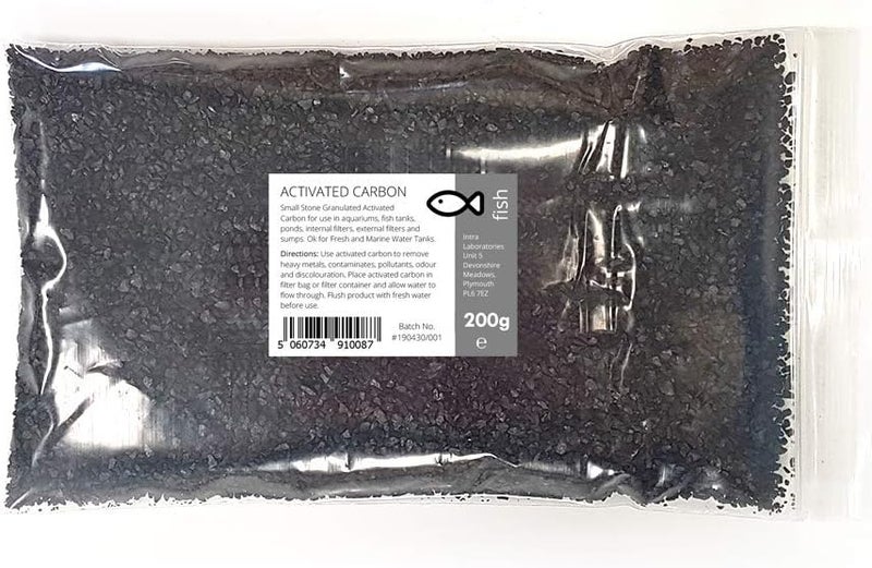 Intralabs Activated Carbon 200g - Small Charcoal Granules Fish Tank Filter Media Aquariums - Image 1