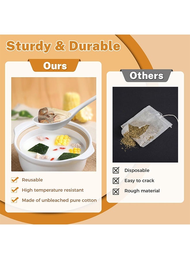 20 Pcs Muslin Bags with Drawstring, Reusable Tea Bags, Spice Bags for Cooking Soup/Herb/Loose Leaf Tea, Natural Cotton Small Cheese Cloth Bag for Straining, Sachet Bags Empty, 4 X 3 Inches - Image 3