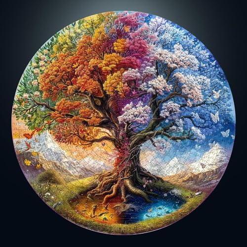 masseruon Round Puzzles for Adults 1000 PiecesTree of Life Puzzle266  266in Jigsaw Puzzles with HD Matte FinishHard Impossible Difficult Puzzle for AdultChallenging Gift for Puzzle Lovers - Image 1