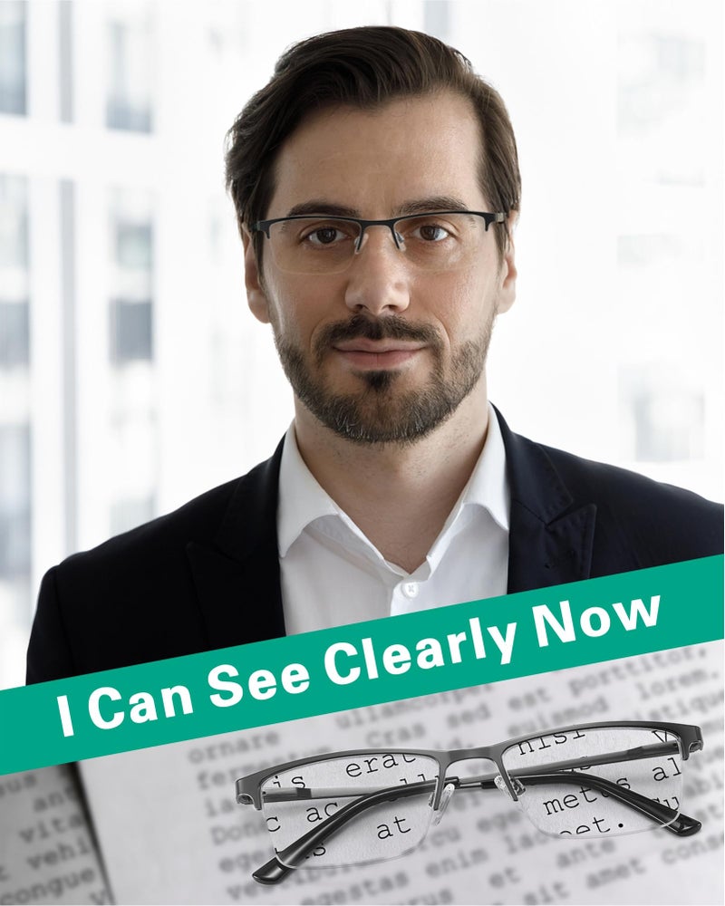 acavefox 3 Pack Blue Light Blocking Reading Glasses Men Readers Anti UV Metal Semi-frame Spring Hinge Lightweight Sturdy Trendy Eyeglasses 2.75+ - Image 4