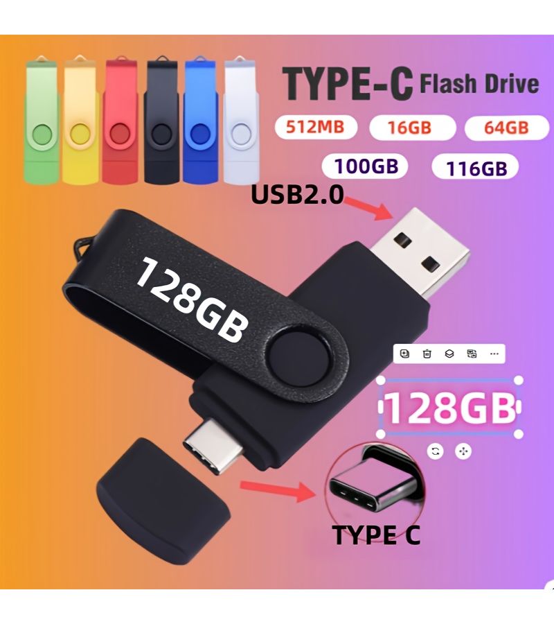 High Speed USB 2.0 Type C OTG Flash Drive 116GB Green Dual Connection Portable Memory Stick For Fast Data Transfer - Image 1