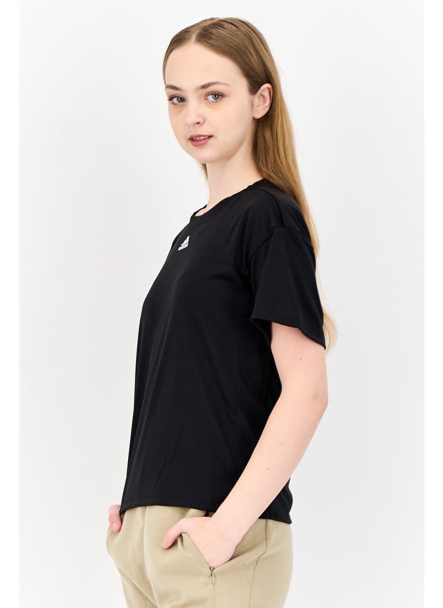 Adidas Women Sportswear Fit Short Sleeve Training Top, Black  - Image 3