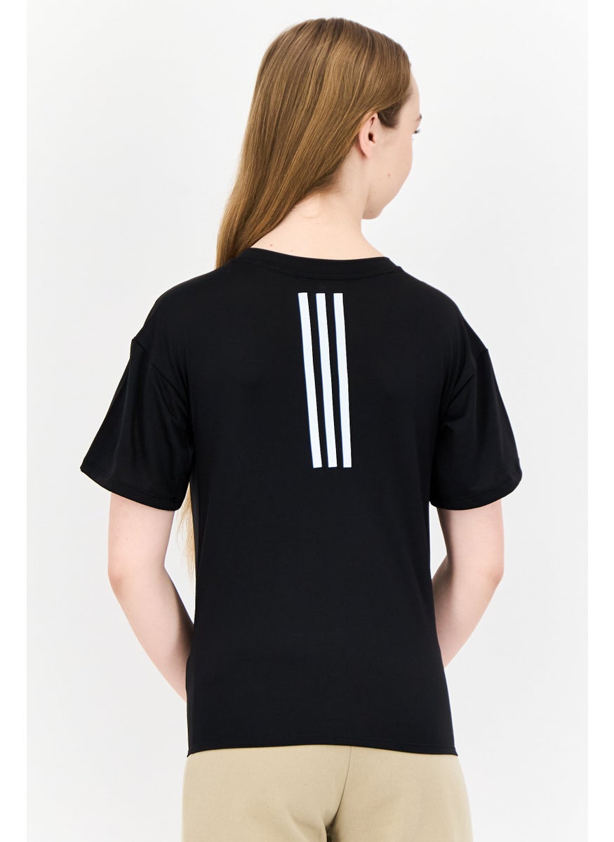 Adidas Women Sportswear Fit Short Sleeve Training Top, Black  - Image 2