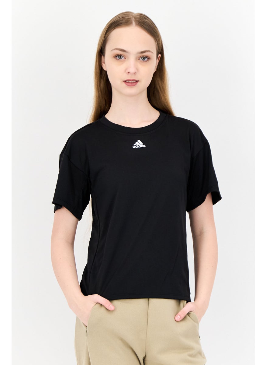 Adidas Women Sportswear Fit Short Sleeve Training Top, Black  - Image 1