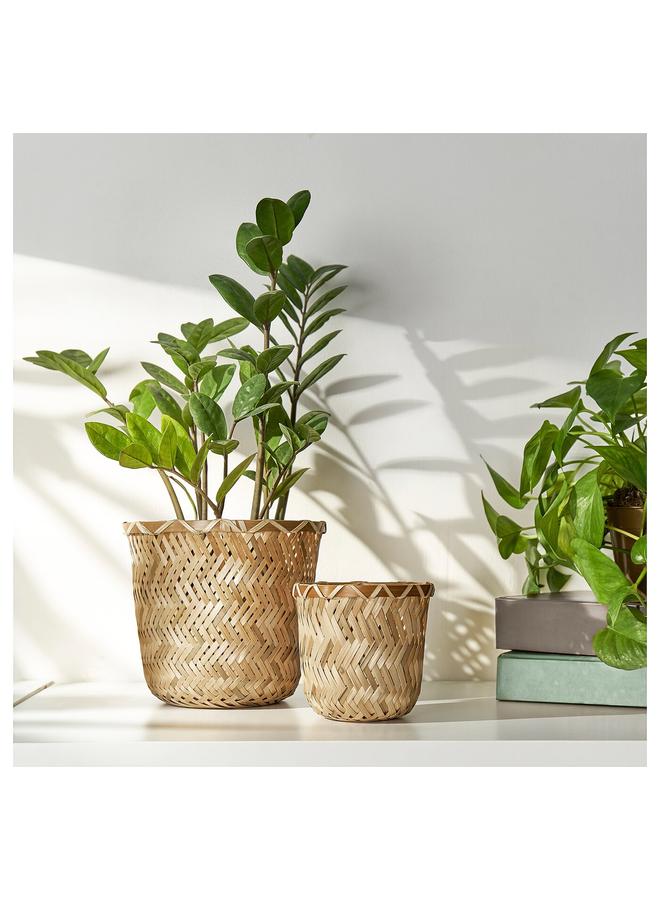 Zaboon Plant pot, handmade bamboo, 9 cm - Image 5