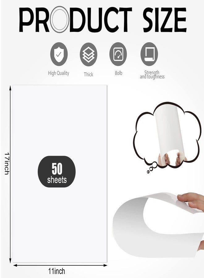 Eaasty ورق كاردستوك أبيض Eaasty 50 ورقة 11 × 17 كاردستوك 80 رطل ورق طابعة سميك كبير ناعم لطابعات الحبر أو الليزر منشورات قوائم 210 جرام - Image 2
