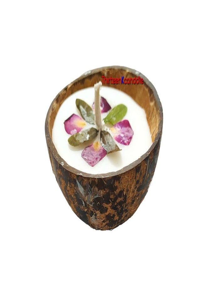ThirteenKcanddle Coconut Shell Candles, Soy Wax, Natural, Eco-Friendly, Made with Reclaimed Coconut Shells, Flower Pressed - Image 4