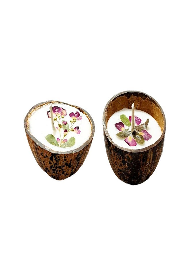ThirteenKcanddle Coconut Shell Candles, Soy Wax, Natural, Eco-Friendly, Made with Reclaimed Coconut Shells, Flower Pressed - Image 1