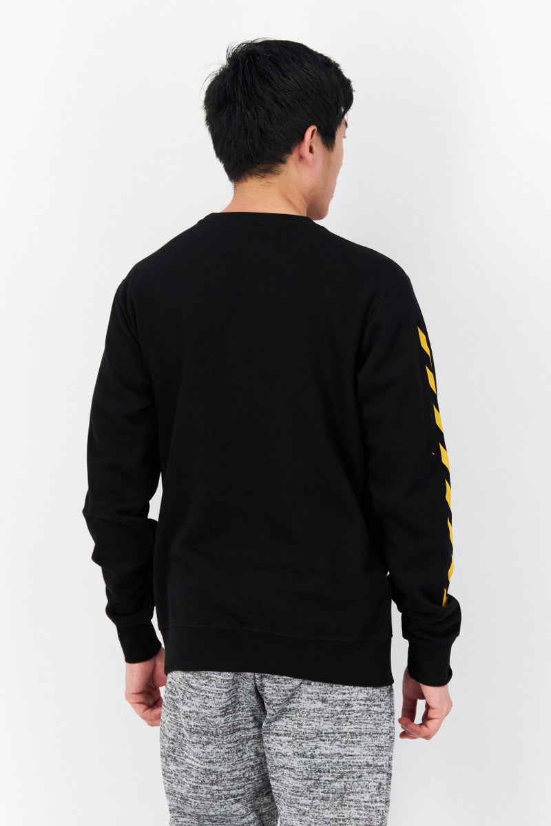 DIFUZED Men Crew Neck Graphic Print Long Sleeves Sweatshirt, Black - Image 2