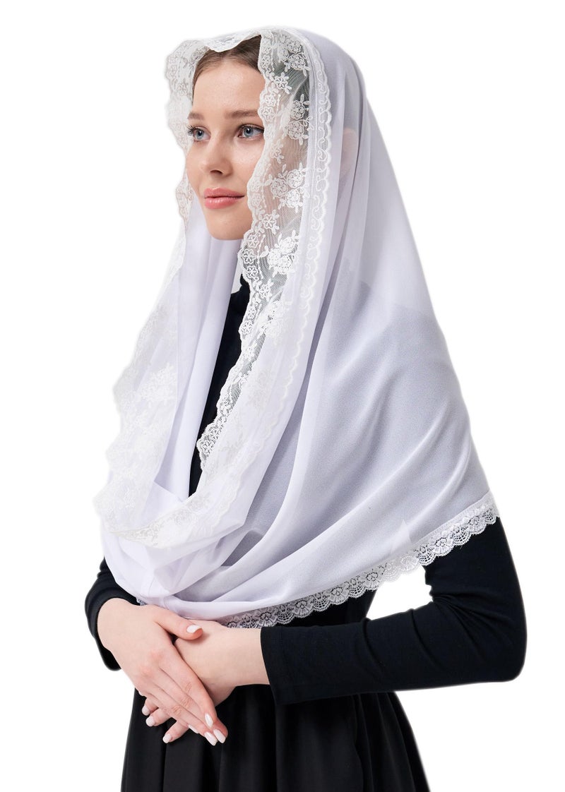 Leimandy Mulsim White Veil Infinity Scarf for Church Chiffon Hijab Head Scarf Shawl Wrap for Muslim V96 (White) - Image 1