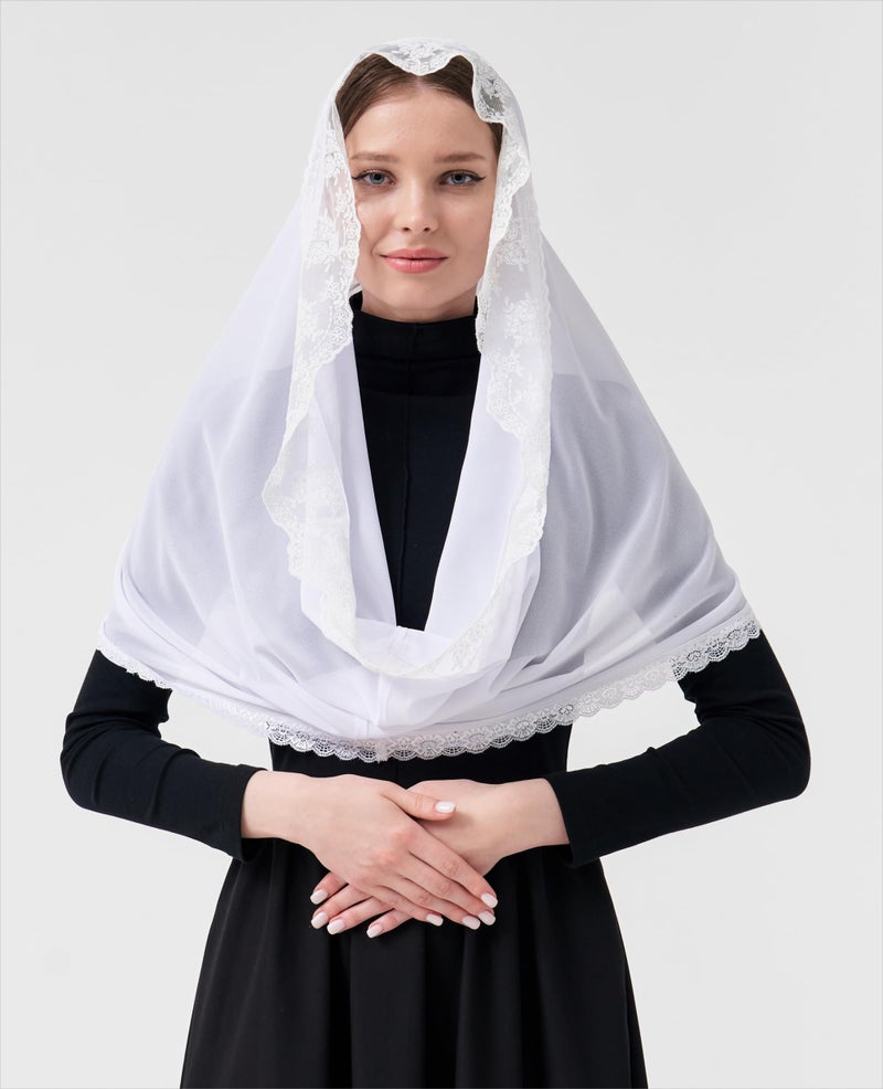 Leimandy Mulsim White Veil Infinity Scarf for Church Chiffon Hijab Head Scarf Shawl Wrap for Muslim V96 (White) - Image 2