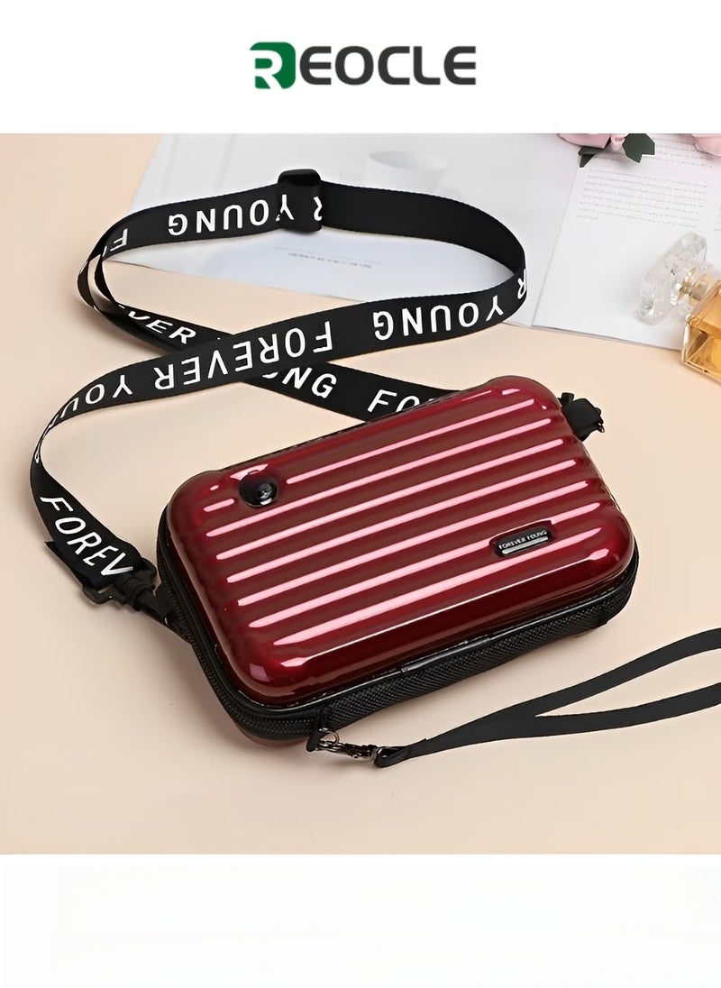 REOCLE Crossbody Bag Mini Suitcase Crossbody Handbag Small Cell Phone Purse Hard Shell with Adjustable Strap Casual Messenger Bags Waterproof Satchels for Unisex - Image 1