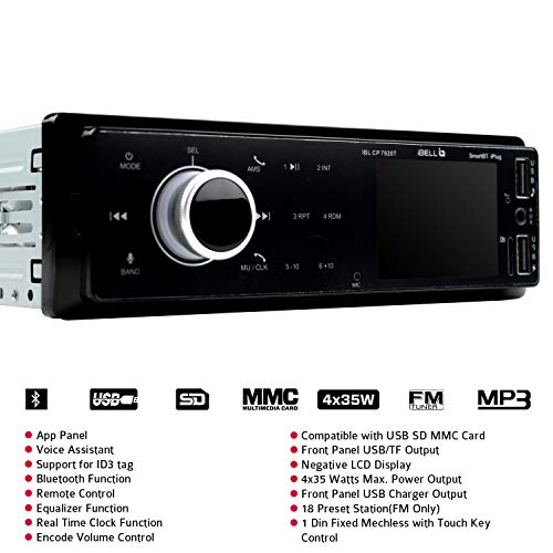 IBELL CP7920T Car Audio System with USB, SD Card, MP3 Support, Voice Assistant, 4x35W Output, Car Stereo Player with Bluetooth/FM Radio(Black) - Image 4