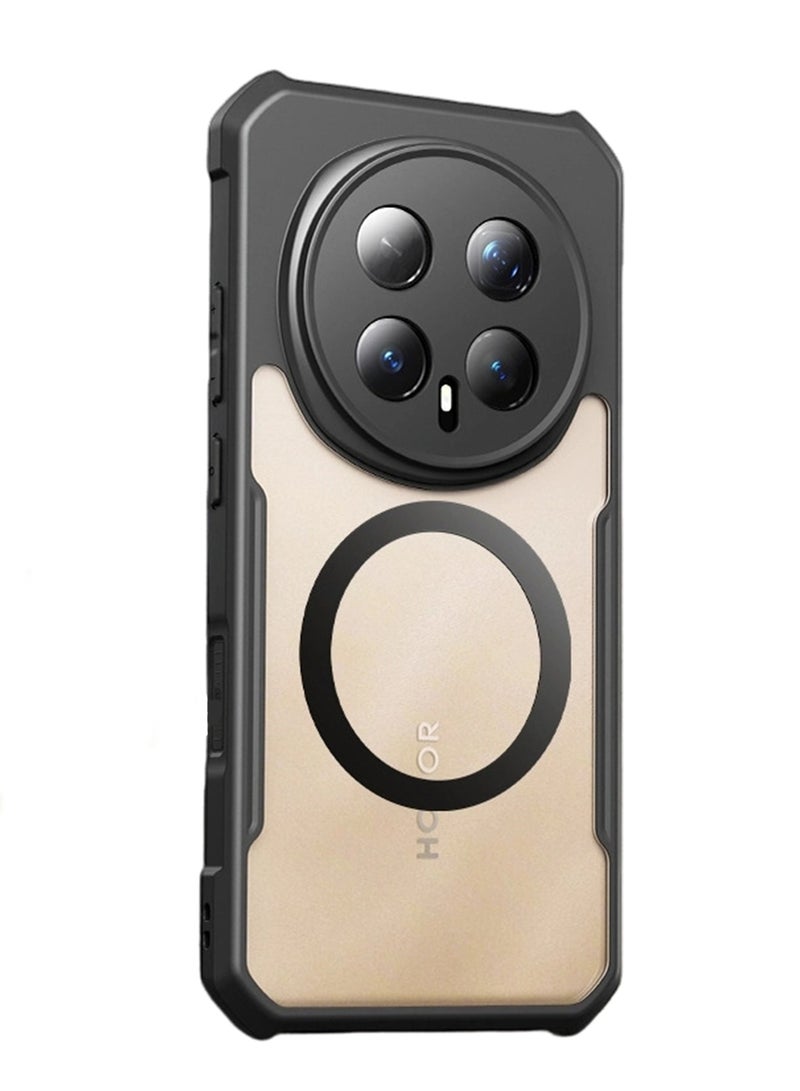 أداندو راب متوافق مع هاتف Honor Magic 8 Pro، مزود بحلقات مغناطيسية قوية، مقاوم للسقوط، مقاوم للعرق، مقاوم لبصمات الأصابع، ومقاوم للصدمات. جراب حماية للهاتف يناسب Honor Magic 8 Pro (أسود) - Image 1