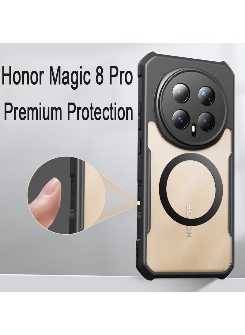 أداندو راب متوافق مع هاتف Honor Magic 8 Pro، مزود بحلقات مغناطيسية قوية، مقاوم للسقوط، مقاوم للعرق، مقاوم لبصمات الأصابع، ومقاوم للصدمات. جراب حماية للهاتف يناسب Honor Magic 8 Pro (أسود) - Image 2