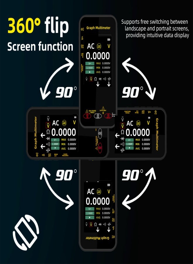 بي سايد جهاز قياس متعدد الرسوميات S500، جهاز قياس متعدد رقمي ذكي، 20000 فولت، مسجل شكل موجة، 1000 فولت/10 أمبير، جهاز قياس متعدد بشاشة دوارة 360 درجة - Image 5