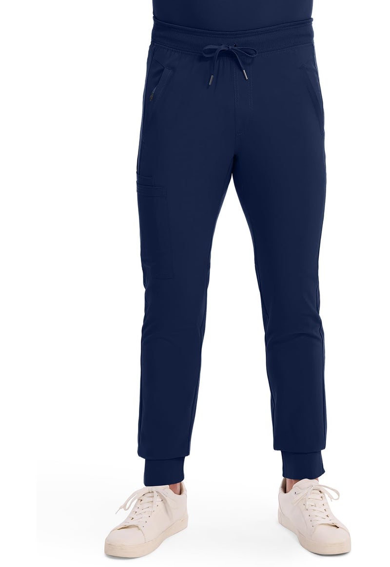 Cherokee Mens Mid Rise Jogger Scrub Pants with Zipper Cargo Pocket 360 Stretch Moisture Wicking PROTX2 Fabric - CK004A, M Short, Navy