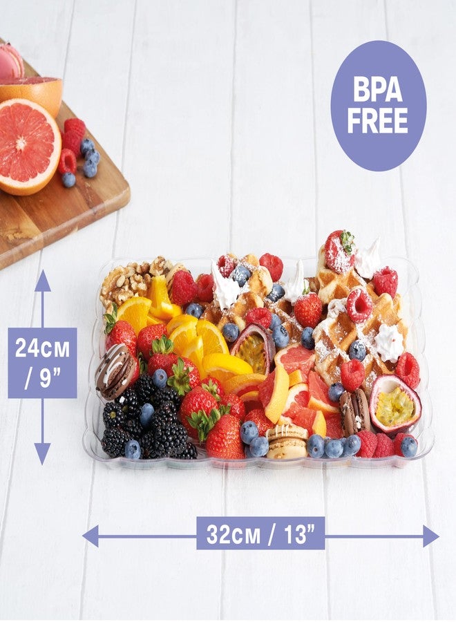 MATANA 6 Pack 13x9 Clear Plastic Serving Trays and Platters, Rectangle Large for Party, Reusable & Disposable for Food, Desserts, Cookie, Appetizers - Image 3