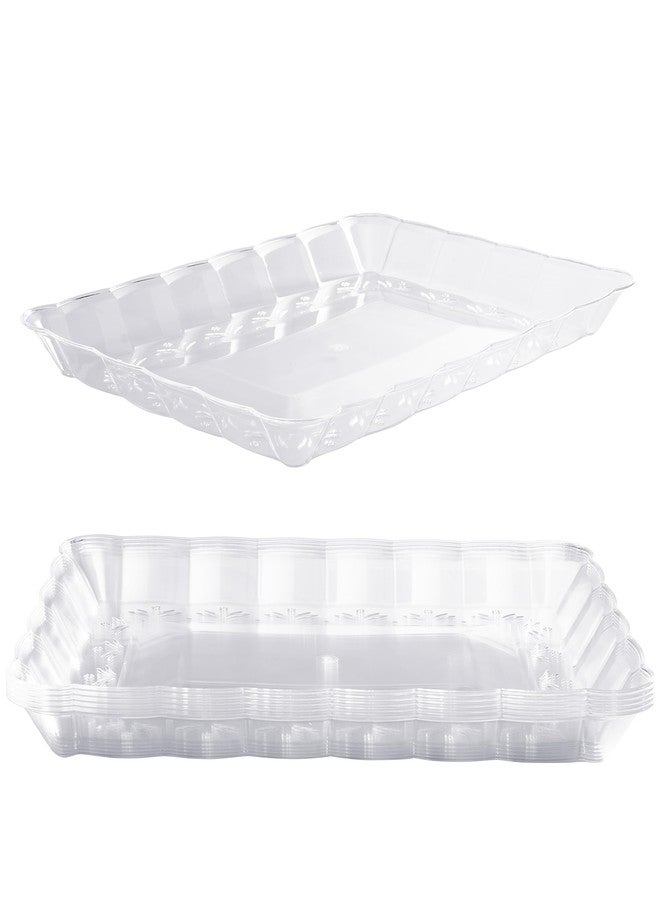 MATANA 6 Pack 13x9 Clear Plastic Serving Trays and Platters, Rectangle Large for Party, Reusable & Disposable for Food, Desserts, Cookie, Appetizers - Image 1