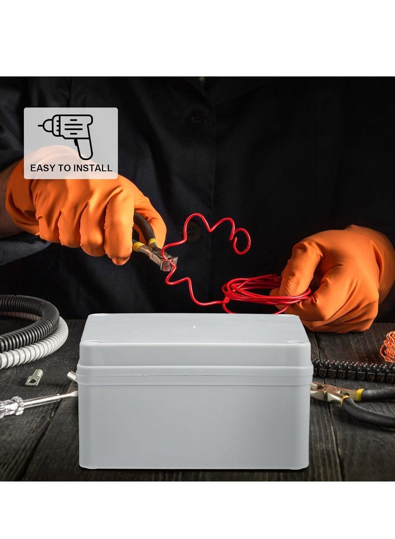 صندوق توصيل كهربائي بلاستيكي IP65 مقاوم للماء والغبار لحماية صناديق التوصيل والأنابيب والتجهيزات، رمادي أبيض 6'' x 6'' x 3'' - Image 4