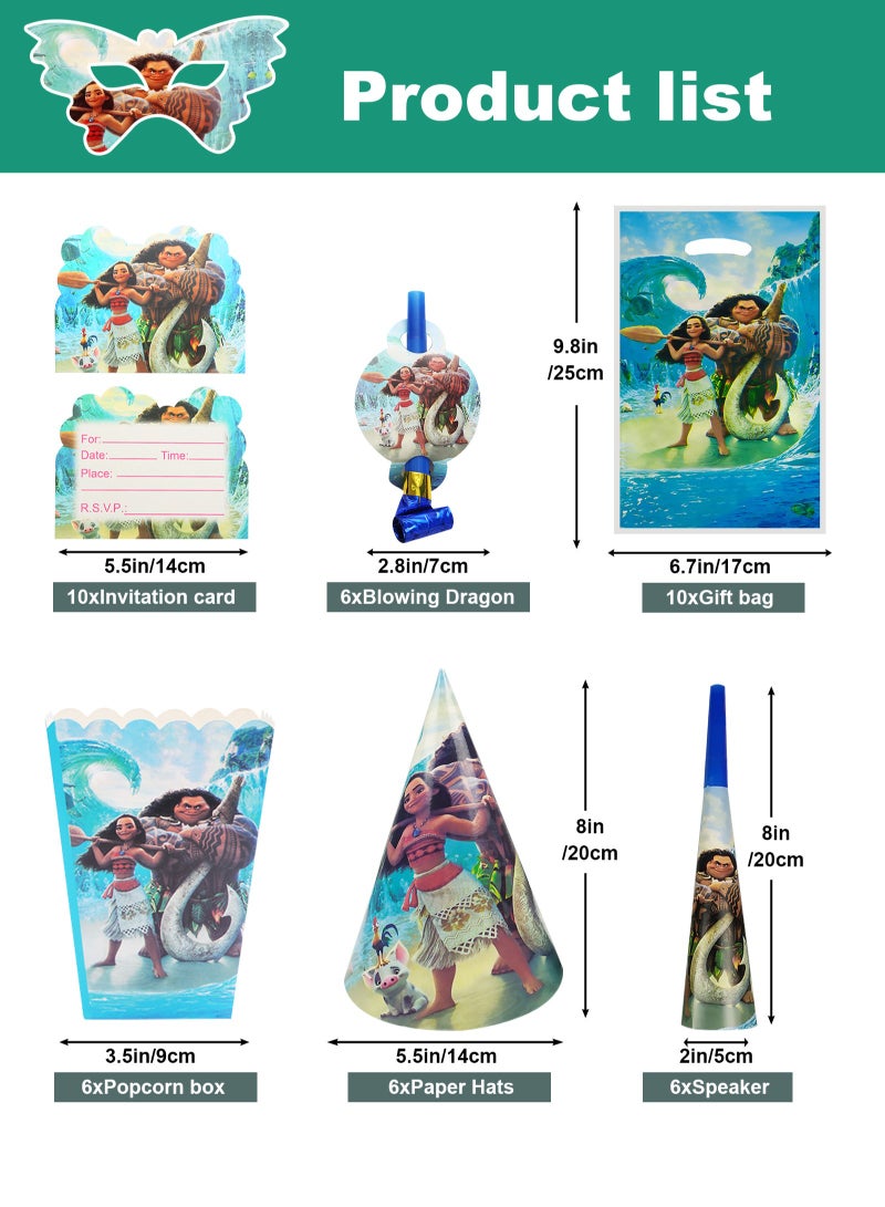 URbazaar 145Pcs Moana Birthday Party Supplies - Moana Party Decorations include Banner Backdrop Ballons Cake Cupcake Toppers Haning Swirls, Moana Party Supplies - Image 3