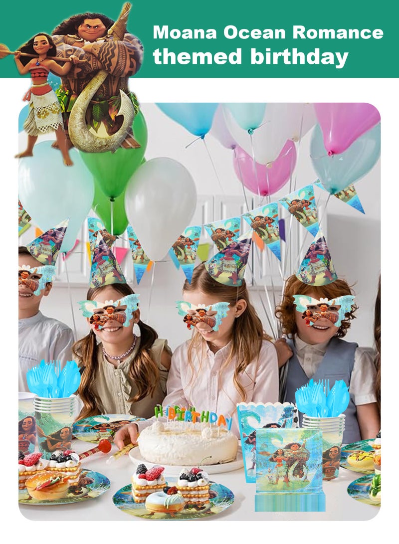 URbazaar 145Pcs Moana Birthday Party Supplies - Moana Party Decorations include Banner Backdrop Ballons Cake Cupcake Toppers Haning Swirls, Moana Party Supplies - Image 4