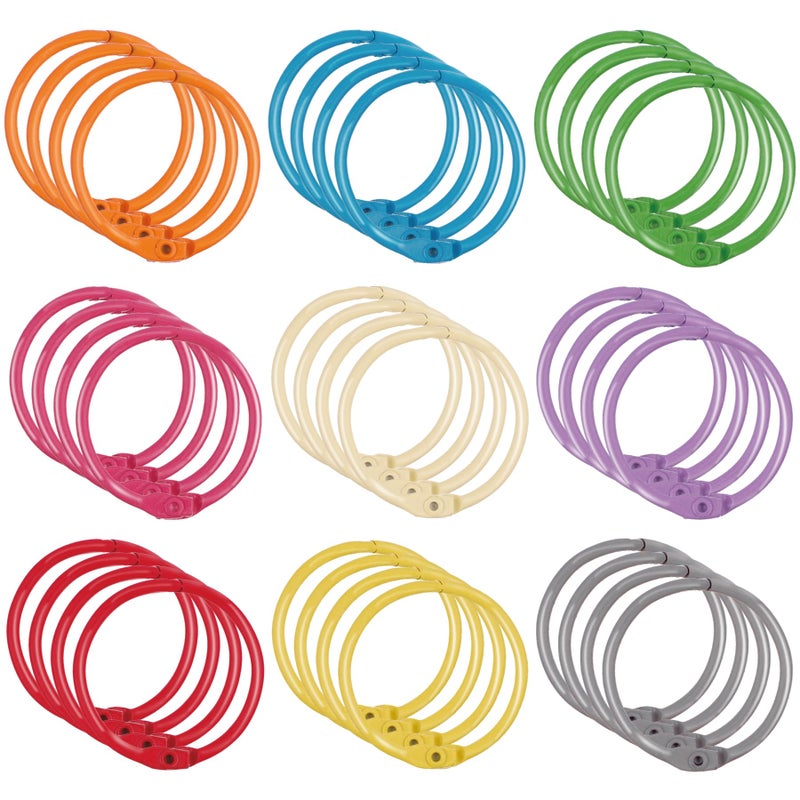 Antner 36PCS Metallic Loose Leaf Binder Rings 1 4/5" Colorful Book Rings, Metal Steel Loose Leaf Rings Keychain Key Rings Index Cards Rings Paper Rings for School Office, 9 Colors - Image 3