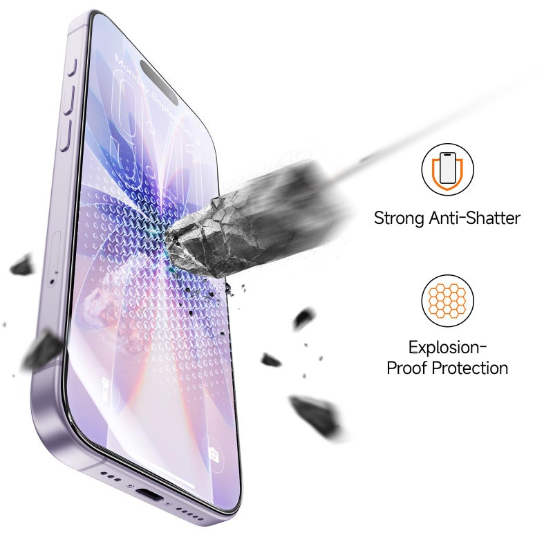 SMARTDEVIL 2 Pack for iPhone 17 Screen Protector, 9H Hardness Military Grade Shatterproof, HD Clear Tempered Glass with Auto Dust-Elimination, Bubble Free, Easy Installation, Case Friendly - Image 5