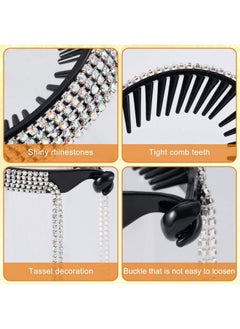 ANCIRS 4 Colors Tassel Ponytail Hair Clips For Women Rhinestone Hair Styling Claws For Buns Hair Holder Large Glittering Hair Pins Accessories For Girls  - Image 4
