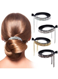 ANCIRS 4 Colors Tassel Ponytail Hair Clips For Women Rhinestone Hair Styling Claws For Buns Hair Holder Large Glittering Hair Pins Accessories For Girls  - Image 1