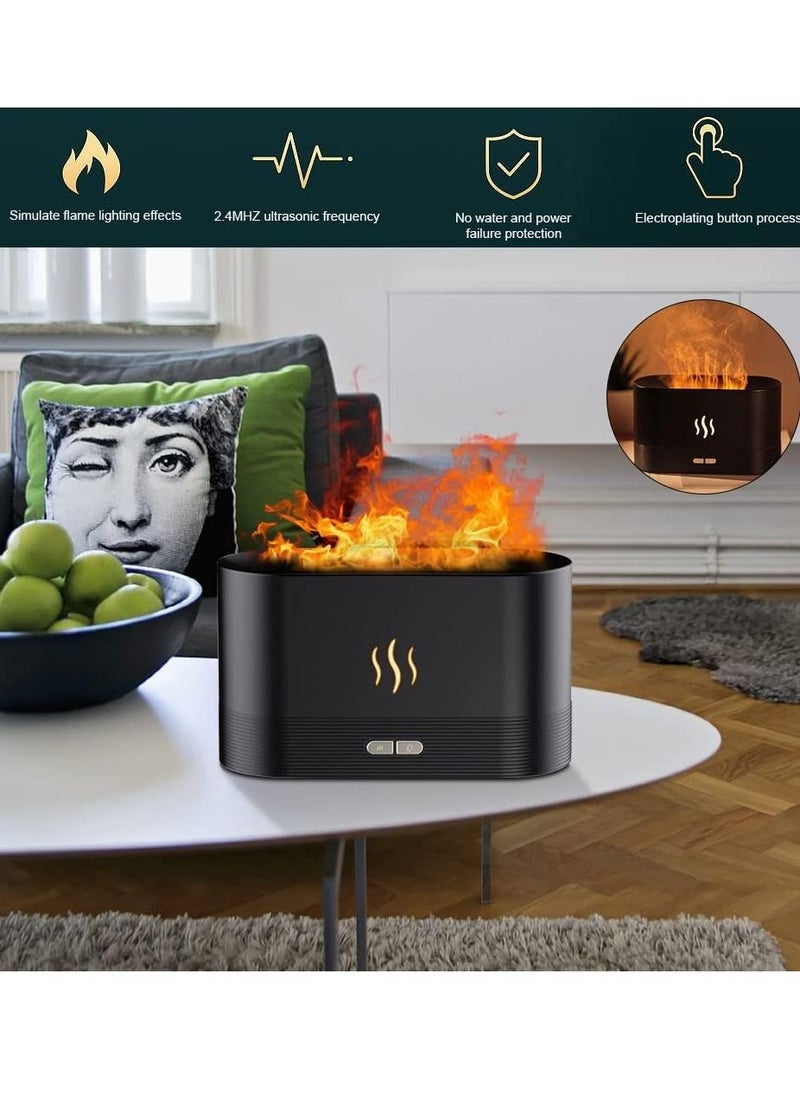 Flame Diffuser Humidifier, Ultra-Silent Cool Mist Air Fire Diffuser, 2 Brightness Night Light & Auto-Off, Essential Oil Aromatherapy Flame Humidifier Aroma Diffuser for Home