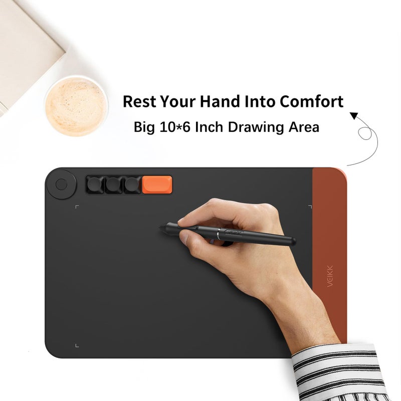 VEIKK Graphics Drawing Tablet Voila L Drawing Pad 10X6 inch,with 4 Customized Keyboard Hot Keys,8192 Levels Battery-Free Stylus Pen,Compatible with PC/Mac/Windows/Linux - Image 3