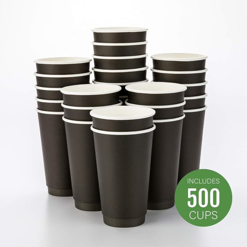 Restaurantware Restaurantware 16 Ounce Disposable Coffee Cups 500 Double Wall Hot Cups For Coffee  Lids Sold Separately Rippled Wall Black Paper Insulated Coffee Cups For Coffee Hot Chocolate Tea And More  - Image 2