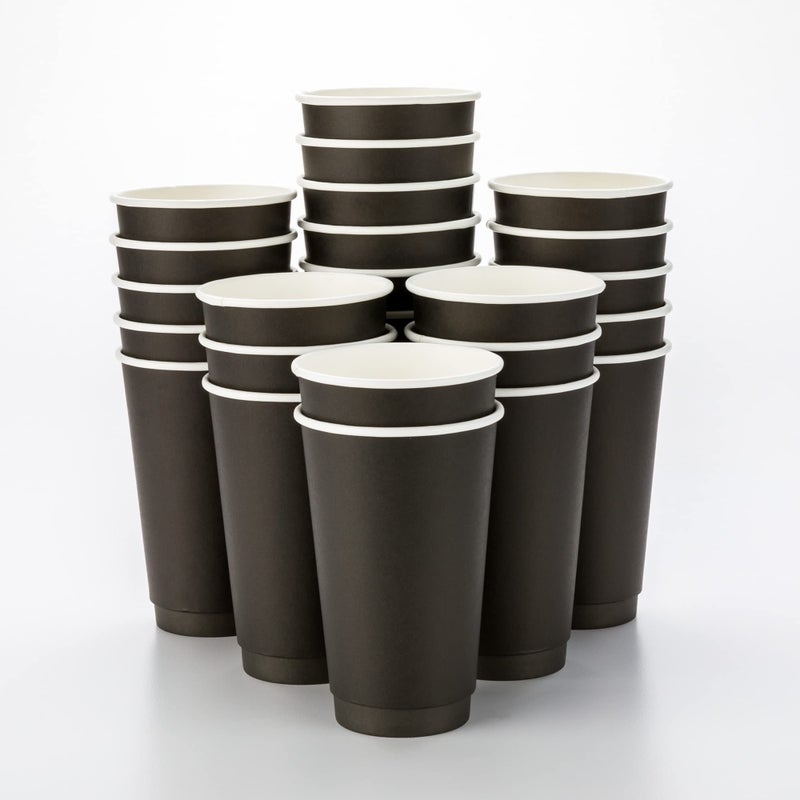 Restaurantware Restaurantware 16 Ounce Disposable Coffee Cups 500 Double Wall Hot Cups For Coffee  Lids Sold Separately Rippled Wall Black Paper Insulated Coffee Cups For Coffee Hot Chocolate Tea And More  - Image 1