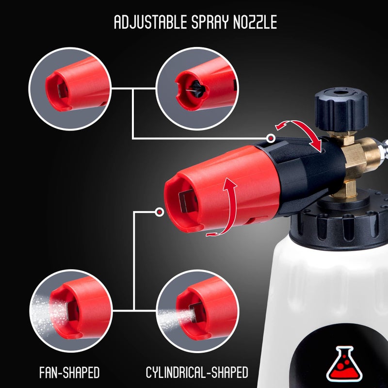 suds.lab Suds Lab F1 Professional Foam Cannon with 32 Ounce Canister, Adjustable Foam Nozzle, Quick Connect Pressure Washer, Clean Dirt, Car Washing - Image 4