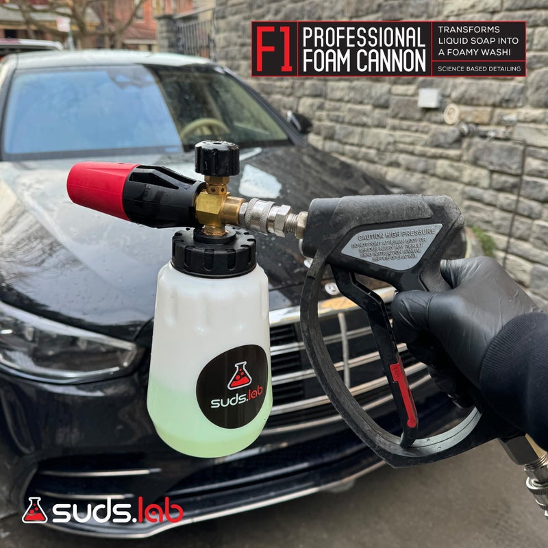 suds.lab Suds Lab F1 Professional Foam Cannon with 32 Ounce Canister, Adjustable Foam Nozzle, Quick Connect Pressure Washer, Clean Dirt, Car Washing - Image 1