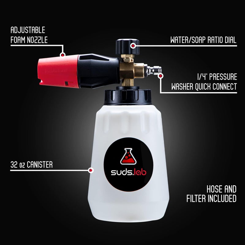 suds.lab Suds Lab F1 Professional Foam Cannon with 32 Ounce Canister, Adjustable Foam Nozzle, Quick Connect Pressure Washer, Clean Dirt, Car Washing - Image 5