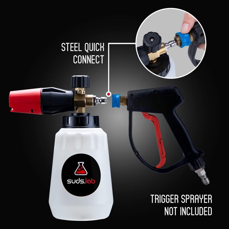 suds.lab Suds Lab F1 Professional Foam Cannon with 32 Ounce Canister, Adjustable Foam Nozzle, Quick Connect Pressure Washer, Clean Dirt, Car Washing - Image 3
