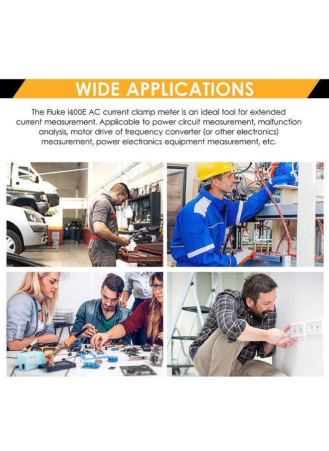 FLUKE - FLUKE i400E AC Current Clamp Meter with Dual Banana Jack 1A~400A AC Current Range 5Hz~20kHz Bandwidth - Image 1