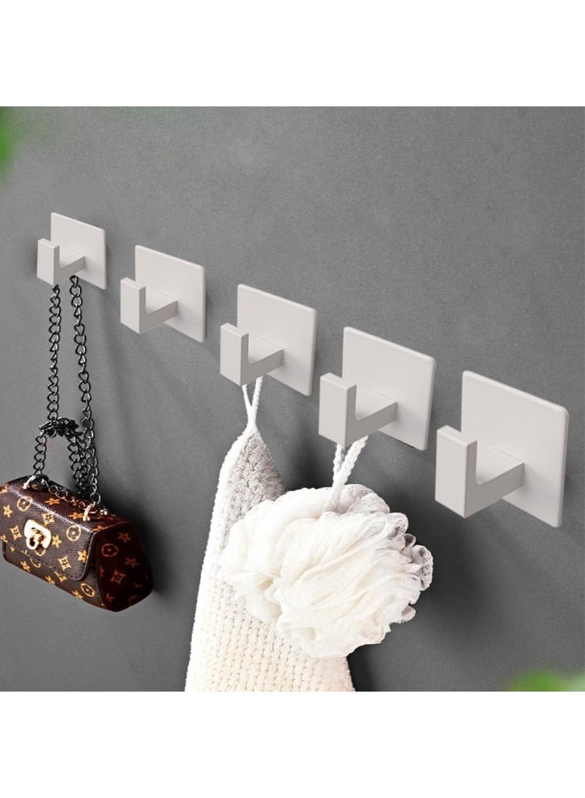 fantasize خطاف منشفة الحمام، 6 قطع خطافات مربعة ذاتية اللصق، خطاف رداء قوي بدون حفر، شماعة ملابس من الألمنيوم الثقيل، خطافات حائط للحمام وغرفة النوم والمطبخ (2 بوصة، أبيض) - Image 3